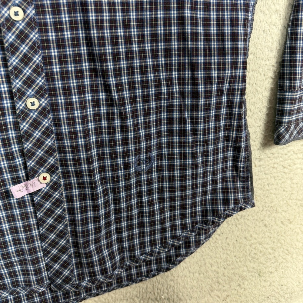7 Diamonds Shirt Mens Large Plaid Long Sleeve Button Up Casual Pocket Blue 1472 - Picture 5 of 8